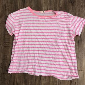 women’s pink striped shirt